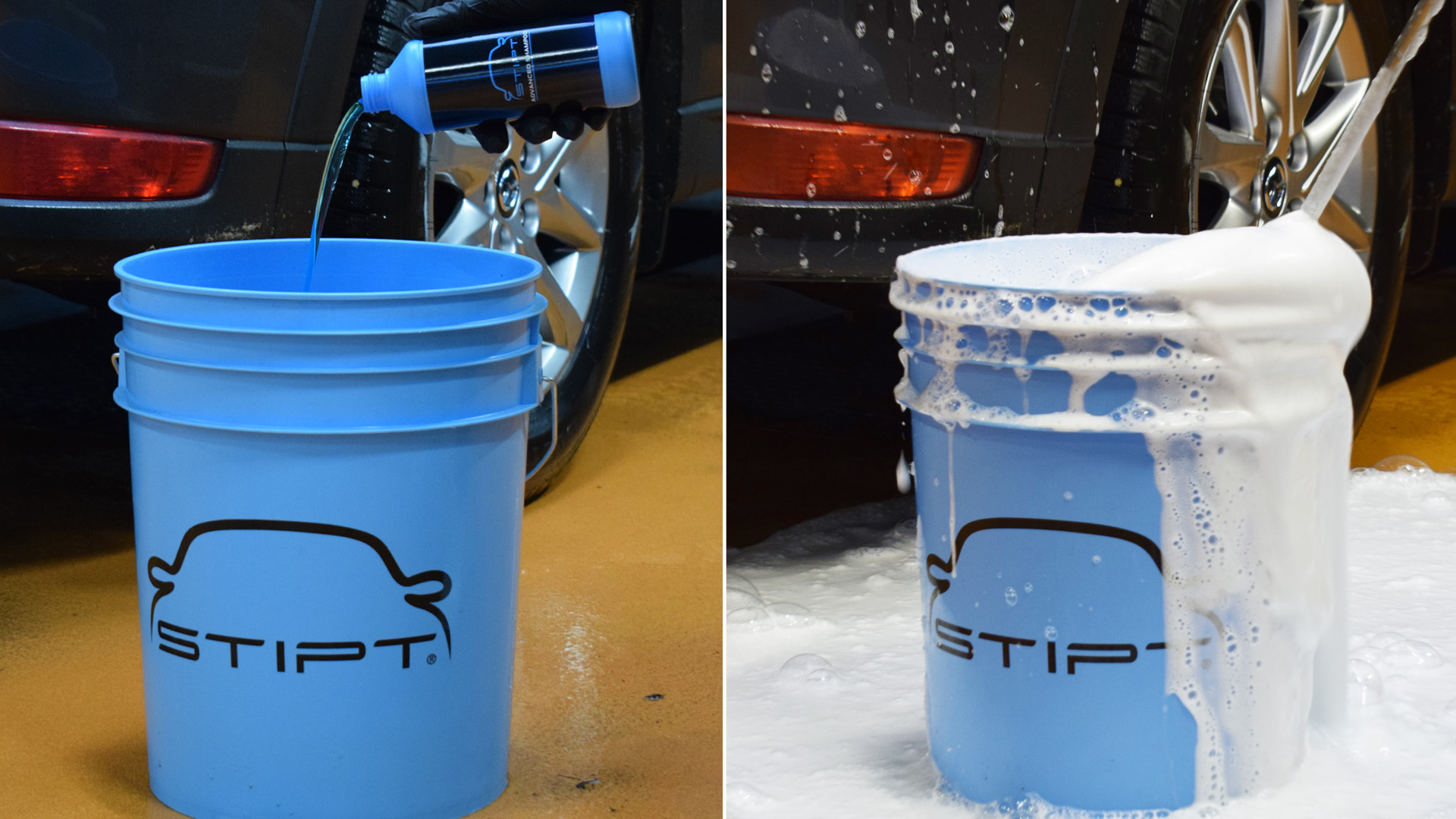 Autowasemmer vullen met shampoo